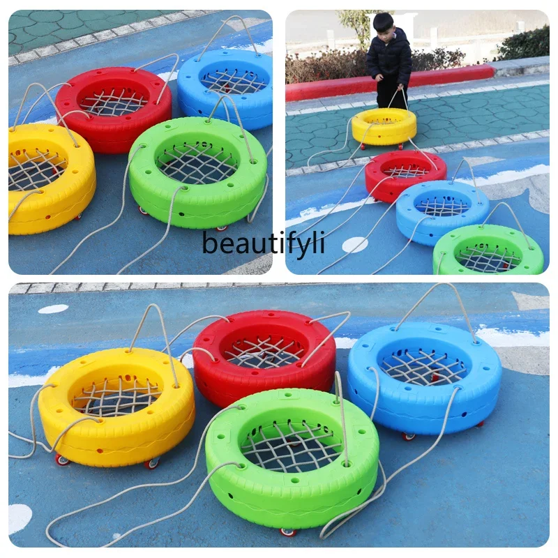 Tire rack Plastic tire car Outdoor children's sensory integration training Rubber paint Color tire toys