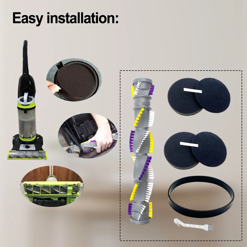 For Bissell Vacuum Parts Kit Featuring For Brush Roll Flexible Rubber Belt Foam And Fiber Filters Compatible With For CleanView