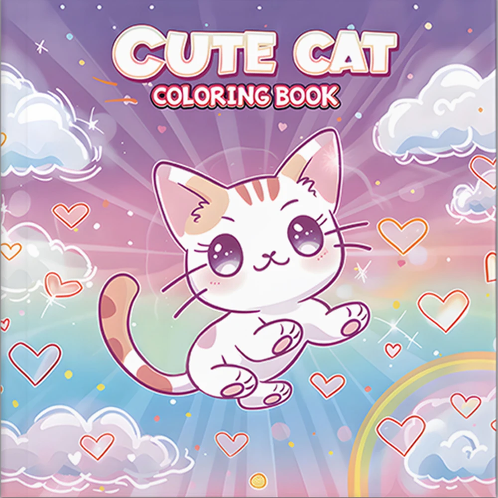Cute Cat Art Coloring Book 24 Page Adult Picture Book Gift For Birthday Party Relieve Stress Kill Time Graffiti Painting Drawing