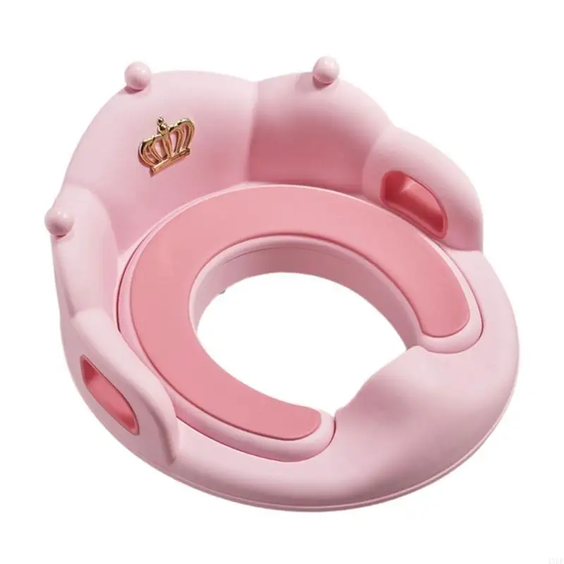مقاعد تواليت على شكل تاج للأطفال، مقاعد تواليت للتدريب على المرحاض مع مقابض، وسادة ناعمة، مقاعد نونية للأطفال الأولاد والبنات