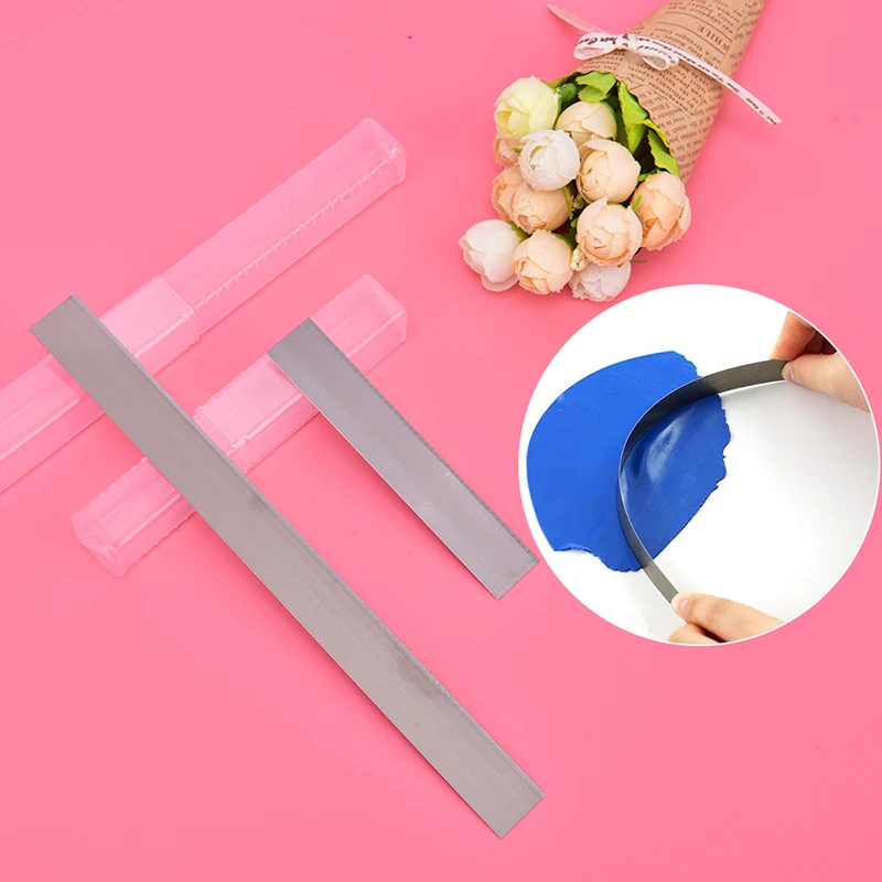 Cuchillas cortadoras de tejidos de acero inoxidable, herramientas de corte de arcilla polimérica para amantes de la artesanía, DIY, 4 y 8 pulgadas, 2 uds.