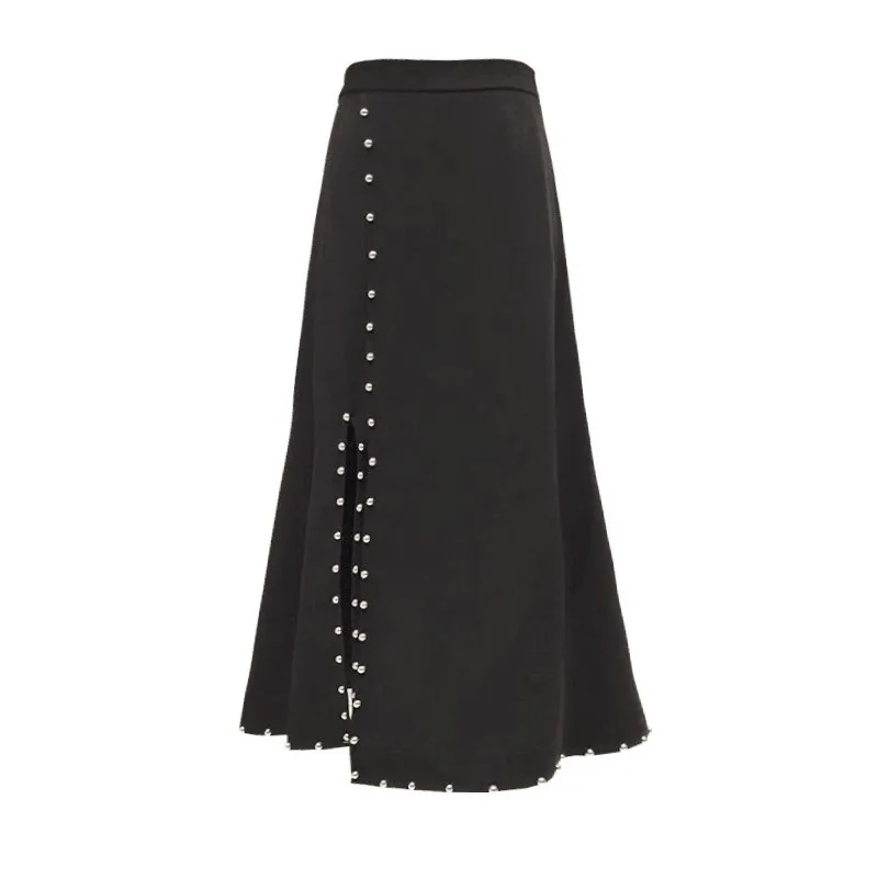 

plus Size Women's Bla Asymmetrical Midi Skirt Street Sle Loose Fit Heavy Du 200 Pou Faionable plus Size Dr