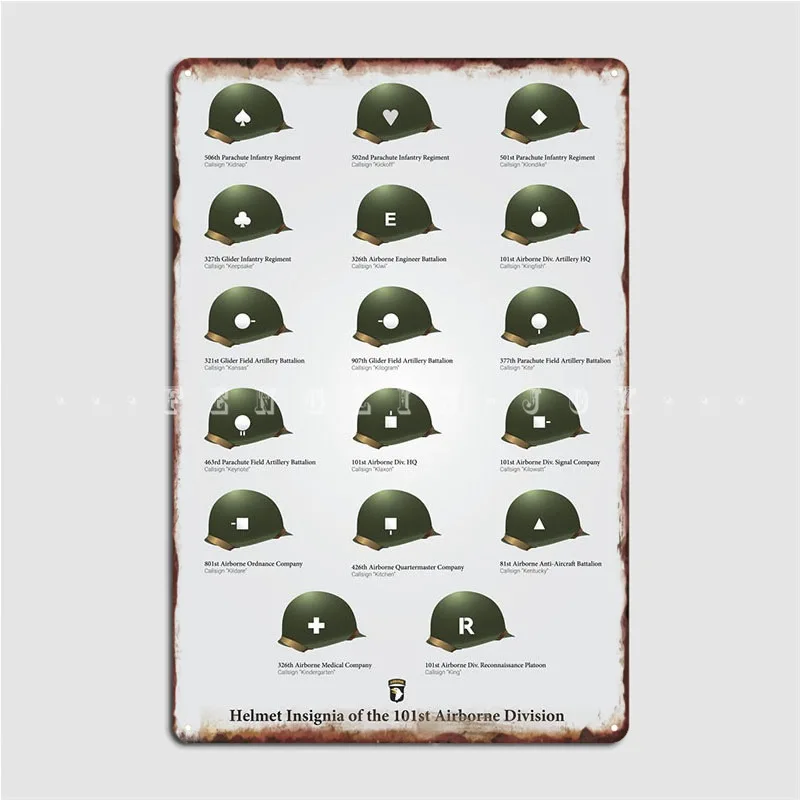 101st Airborne Helmets Poster Metal Plaque Classic Club Mural Garage Decoration Tin Sign Posters