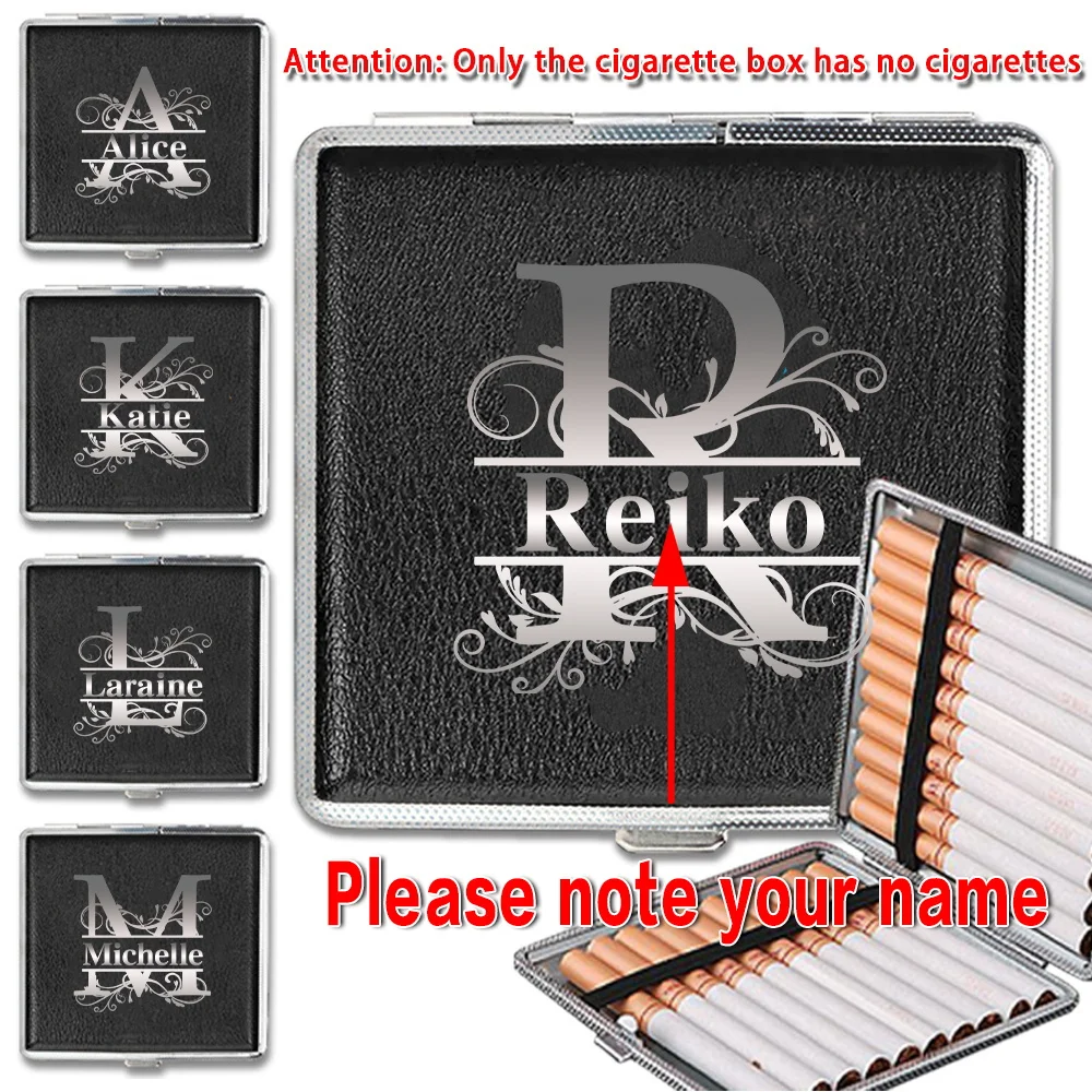 Customized Name PU Cigarette Case Organizer with Cigar Box Tobacco Container for Pocket Smoking Accessories Personalized Travel