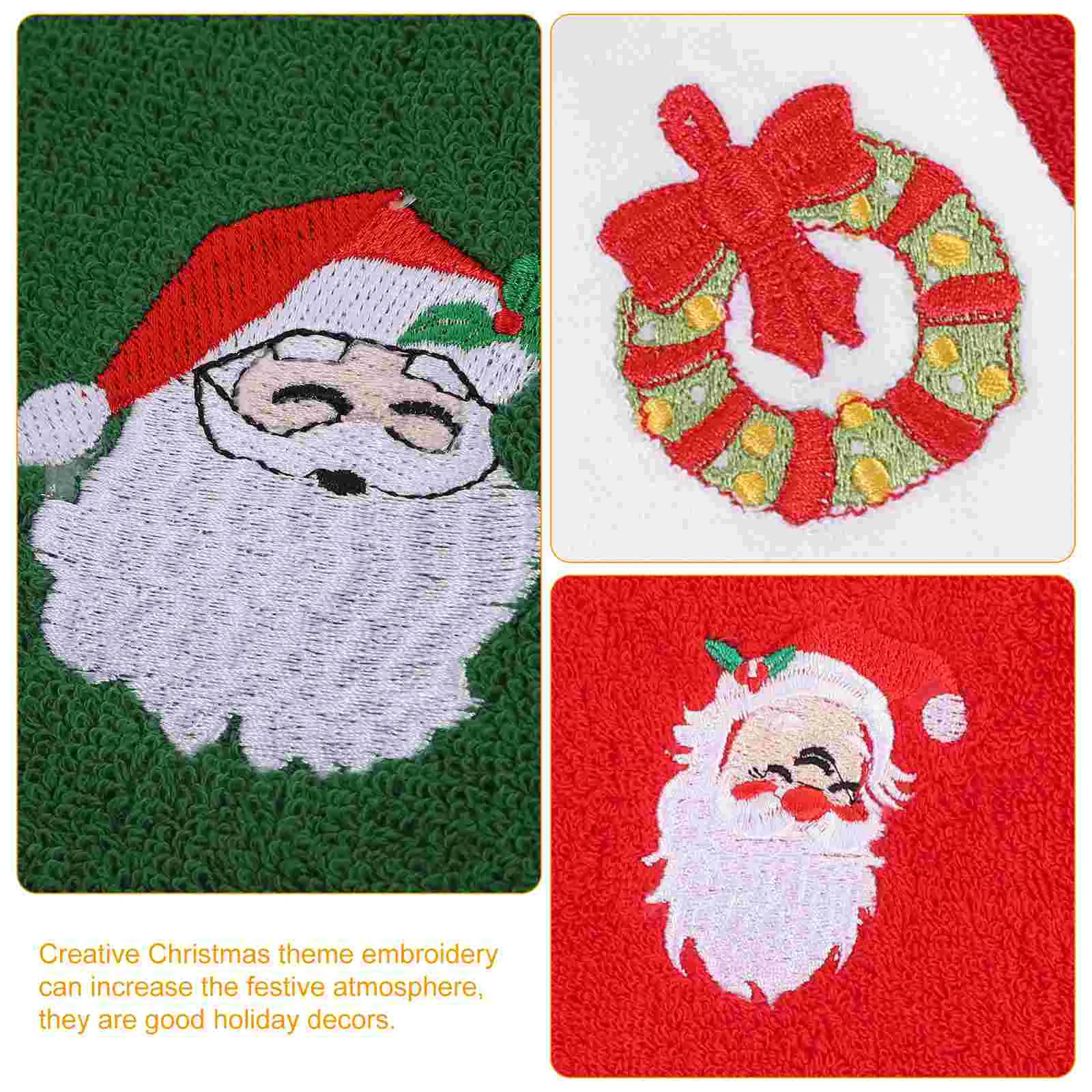 3 Pcs Christmas Embroidery Towel Set Cotton Face Towels Soft Breathable Holiday Decor Festive Gift Practical Daily Use High