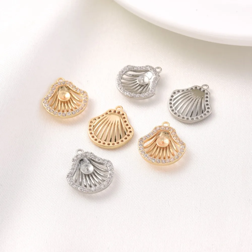 

Позолоченный 14-каратный циркон с микроинкрустацией из пустой подвески в форме ракушки, ювелирный аксессуар ручной работы, подвеска с липким жемчугом