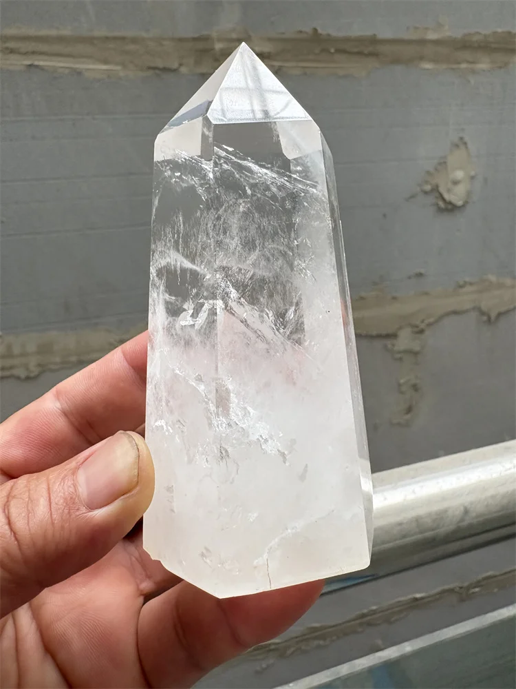 

Natural White Quartz Crystal Pointed Walking Stick Healing Stone Energy Mineral Craft Home Decorative Ore