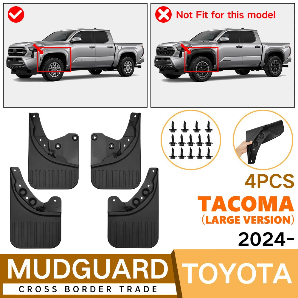 For 2024-2025 Toyota Tacoma Wide Soft Rubber Mud Flaps Splash Guards Car Body Kit Accessories