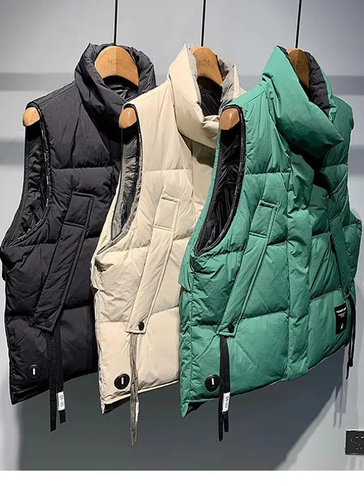 남성용 다운 코튼 조끼 겨울 두꺼운 따뜻한 캐주얼 아우터웨어 패션 브랜드 대형 사이즈 레저 탑 코트 남성용