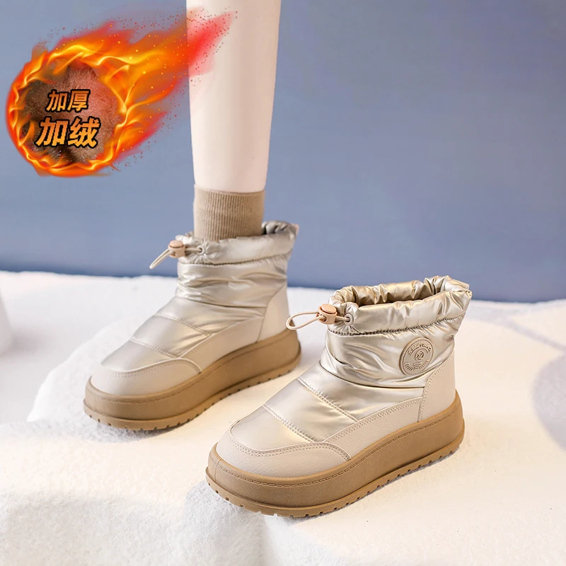 

CRLAYDK Womens Snow Boots Winter Ankle Warm Fur Lined Slip On Short Booties Waterproof Platform Shoes Outdoor Walking Botas