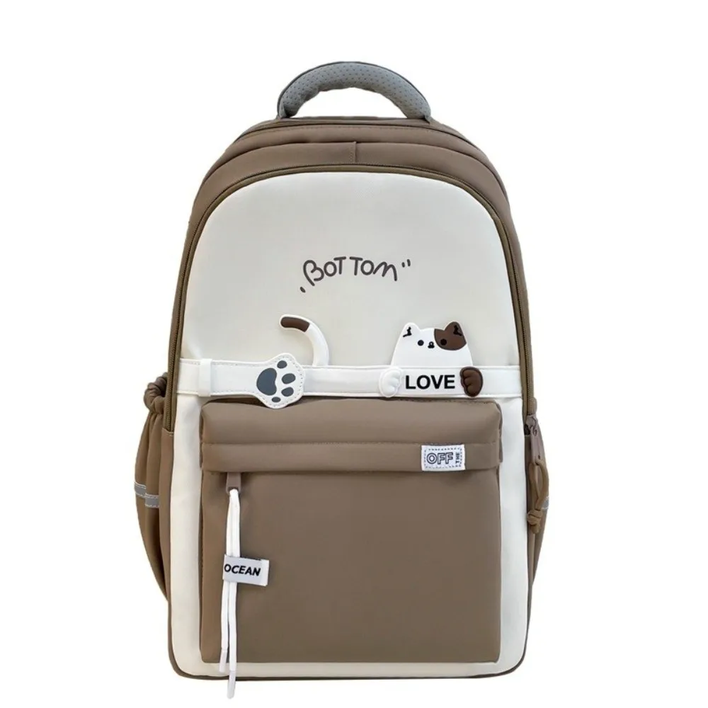 Wasserdichter Schulrucksack für Studenten, Nylon, mehrere Taschen, niedliche Katze, Schultasche, großes Fassungsvermögen, Aufbewahrung von Schreibwaren