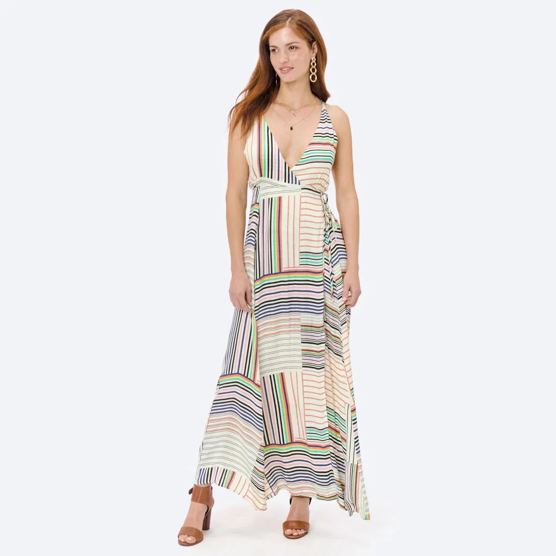 2026 Women's European and American Fashion Western Geometric Pattern Backless Dress