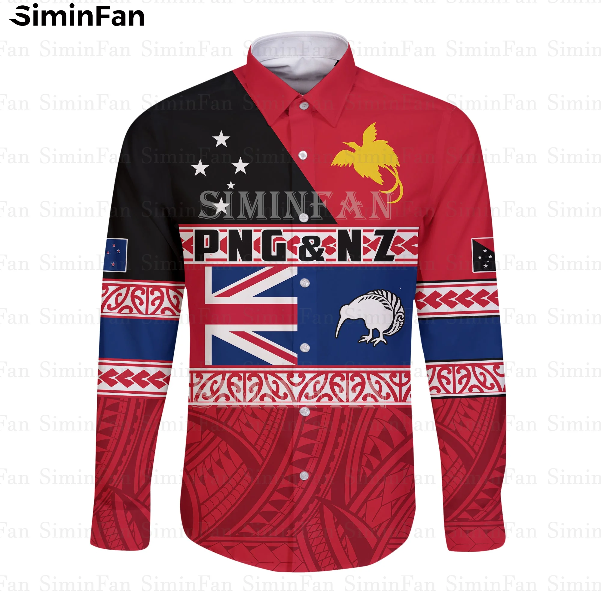 Papua New Guinea NewZealand 3D Printed Hawaiian Shirt Men Long Sleeve Camisa Female Top Unisex Blouse Casual Fashion Streetwear