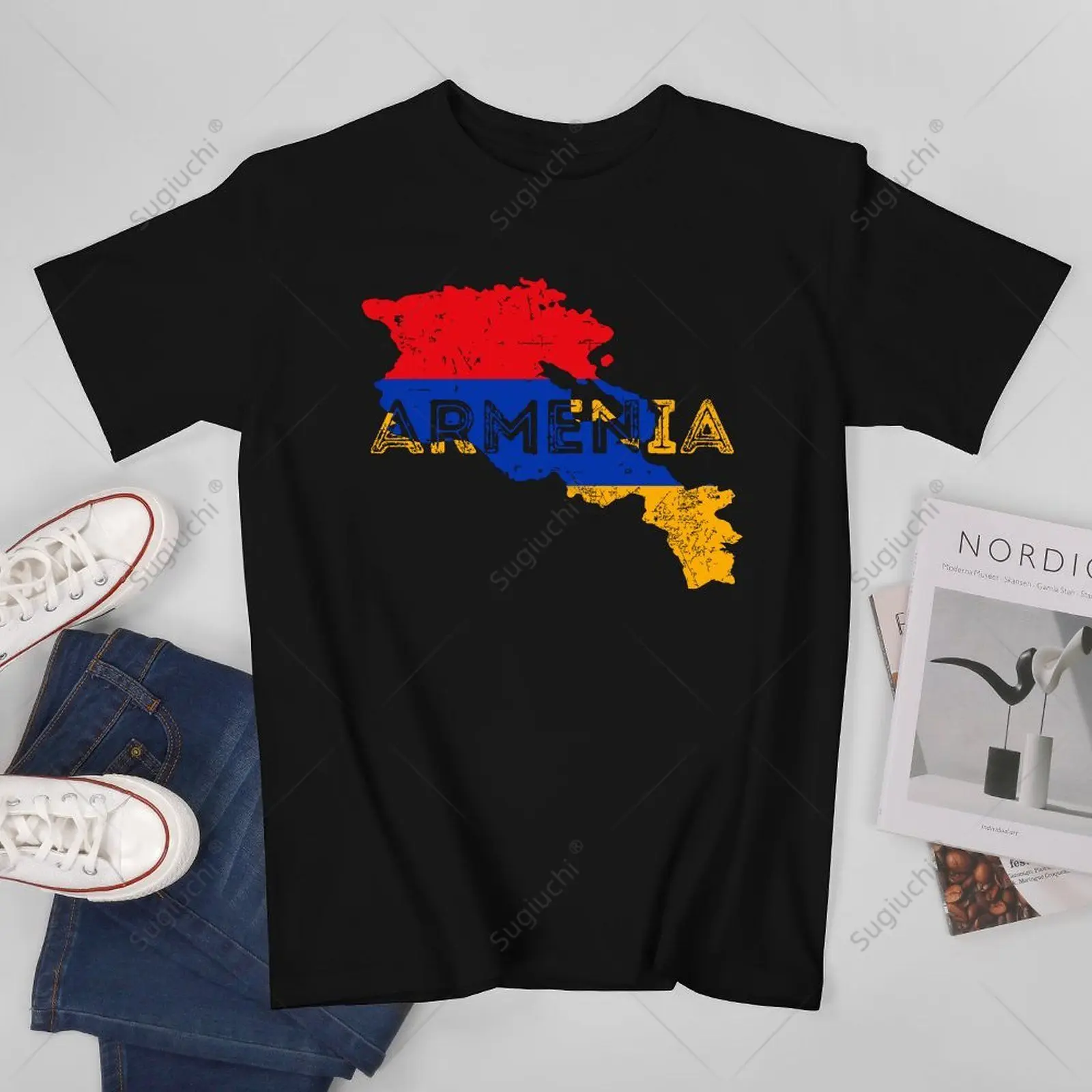 Unisex Men Armenian Map And Flag Souvenir Distressed Armenia Tshirt Tees T Shirts Women Boys 100% Cotton T-Shirt