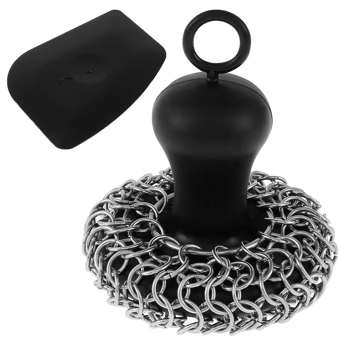 New Cast Iron Scrubber Food Grade Stainless Steel Chainmail Scrubber with Heat Resistant Pan Scraper Anti-Rust Cast Iron