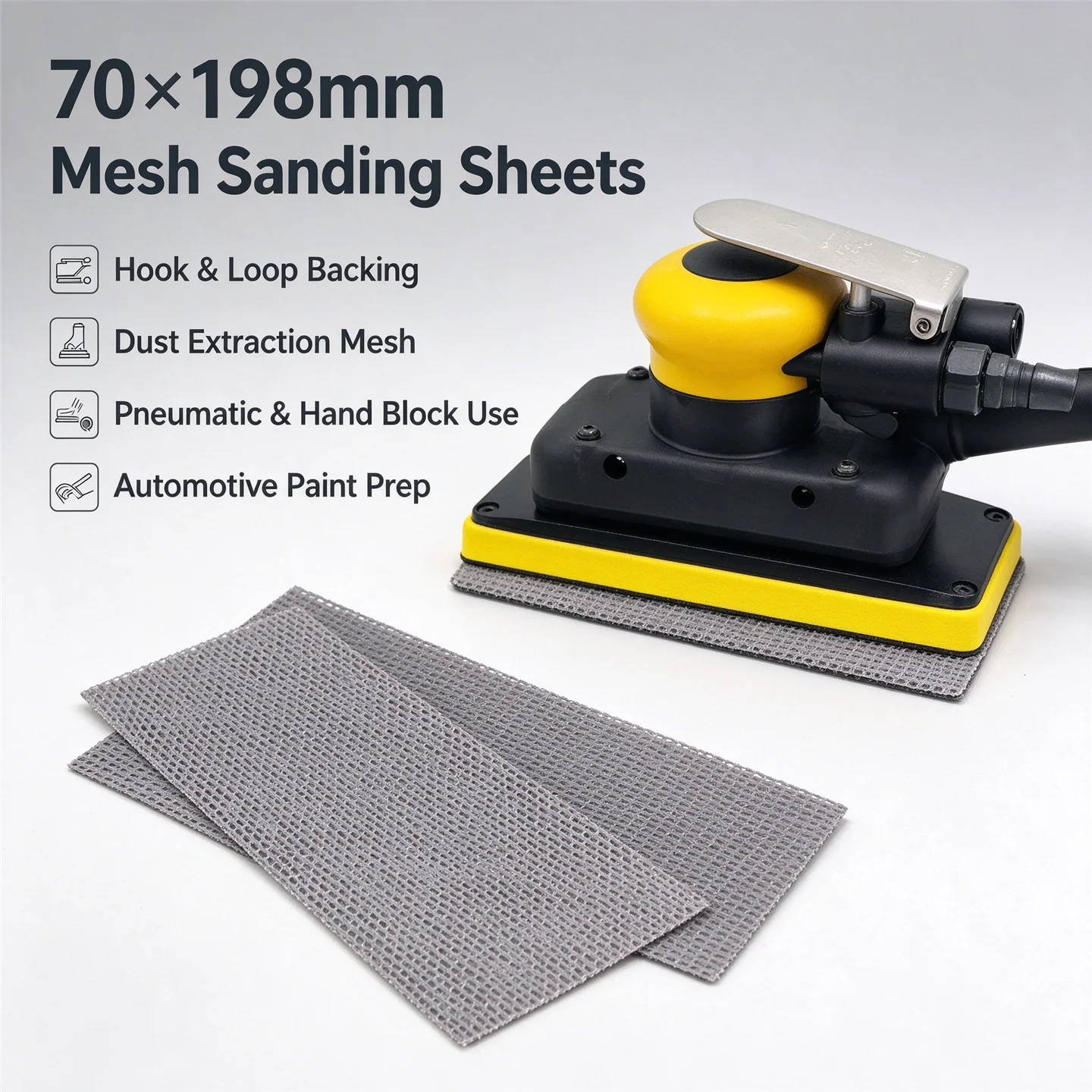 Dust-free putty dry grinding machine sandpaper 70*198mm grid spray paint hand plane grinding plate rectangular back velvet sandp