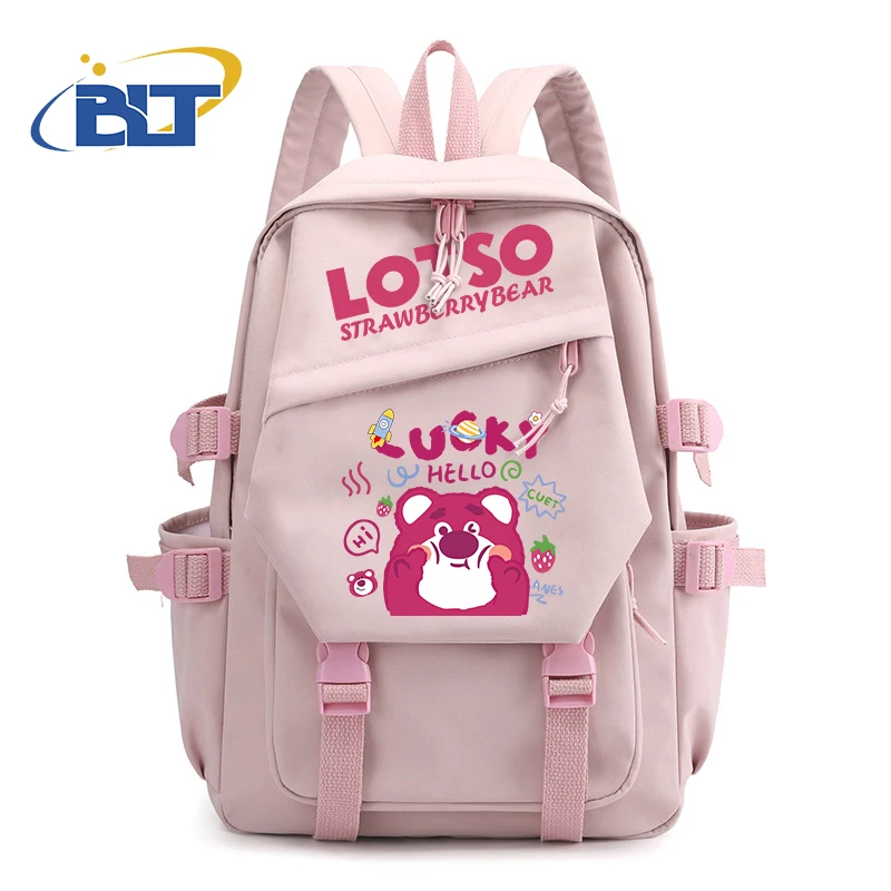 lotso bear printed student school bag pink backpack kids gift for girls