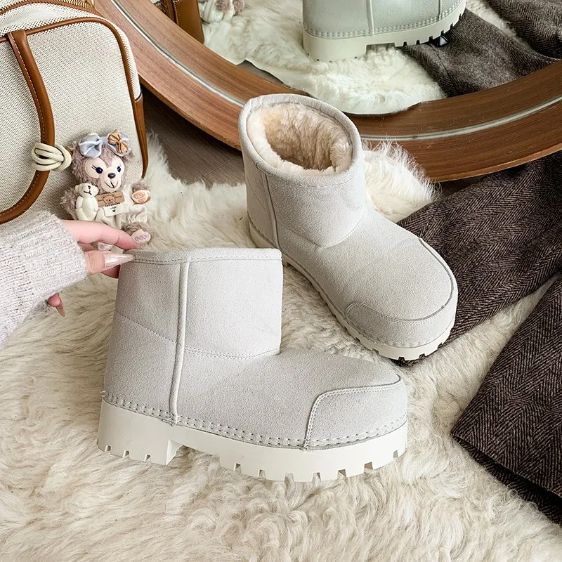 Big Head Ugly Cute Plush Lined Extra Warm Thick Sole Snow Boots Women‘s 2025 New Arrival Winter Short Warm Cotton Shoes
