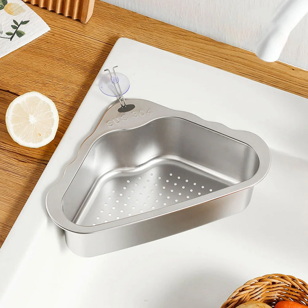 

Triangle Sink Draining Basket Stainless Steel Mesh Strainer Filter Holder Fits Most Sinks Easy Install Remove