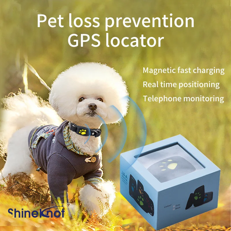 

SHINEKNOT Mini Pet Gps Tracker Waterproof Magnetic Fast Charging Real Time Locator Anti Lost Alarm Collar For Dog Cat