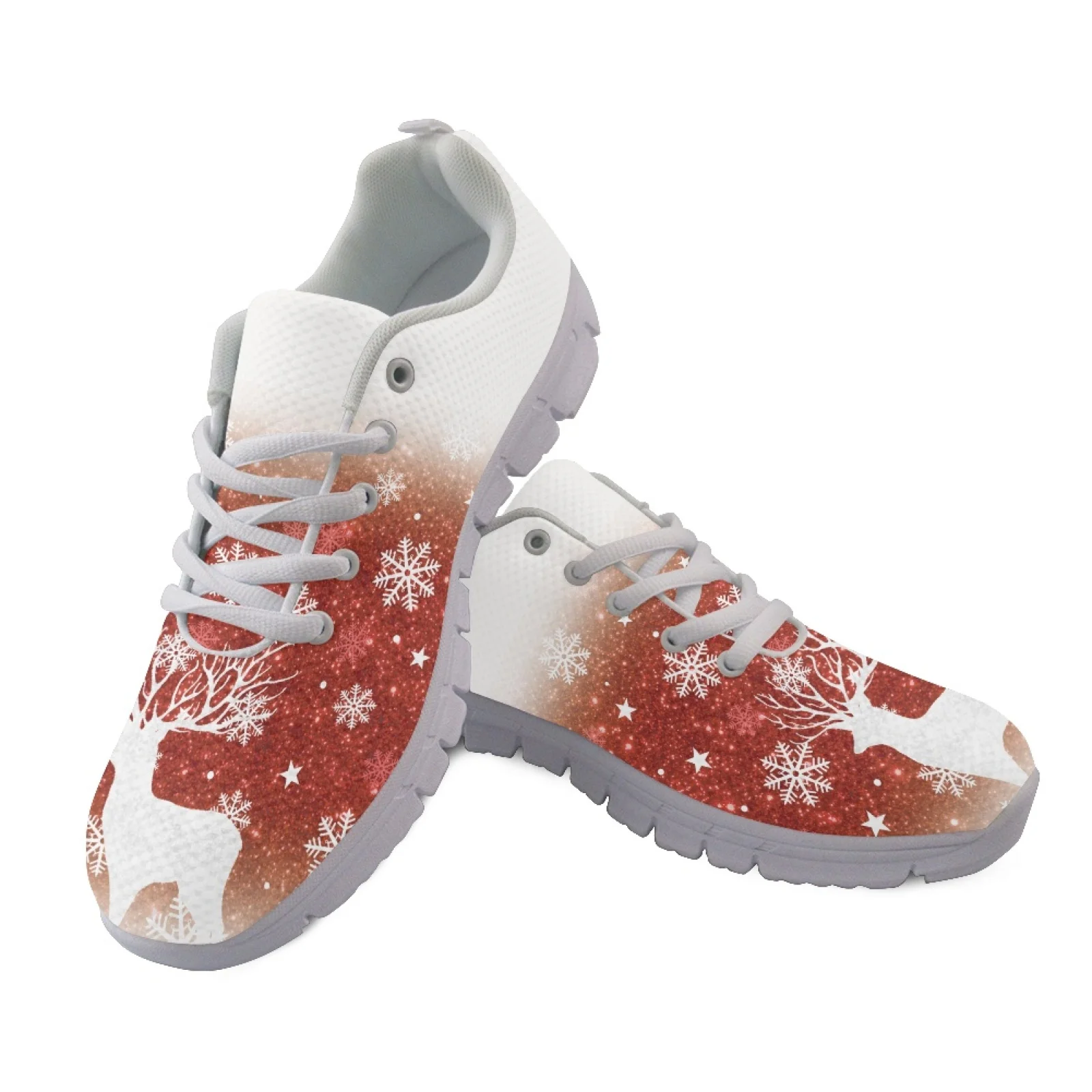 Coloranimal Snowflake Design Lace Up Running Sneakers Men's Tennis Shoes Training Shoes for Women Mens