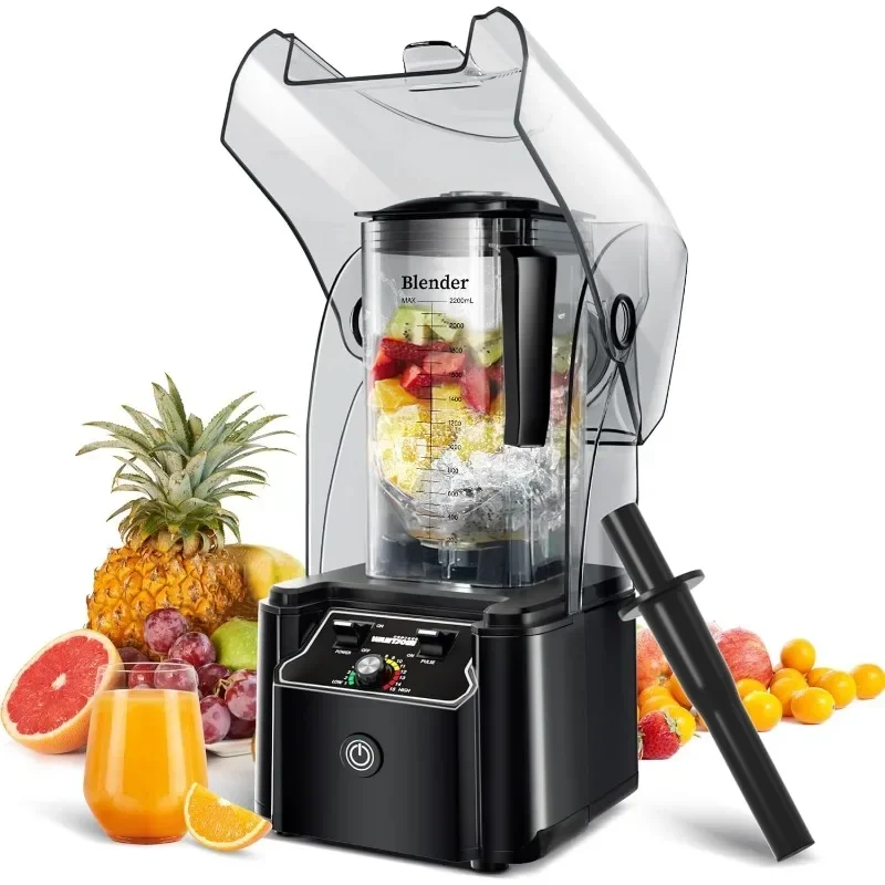 WantJoin Professional Commercial Blender With Shield Quiet Sound Enclosure 2200W Industries Strong and Quiet Professional-Grade