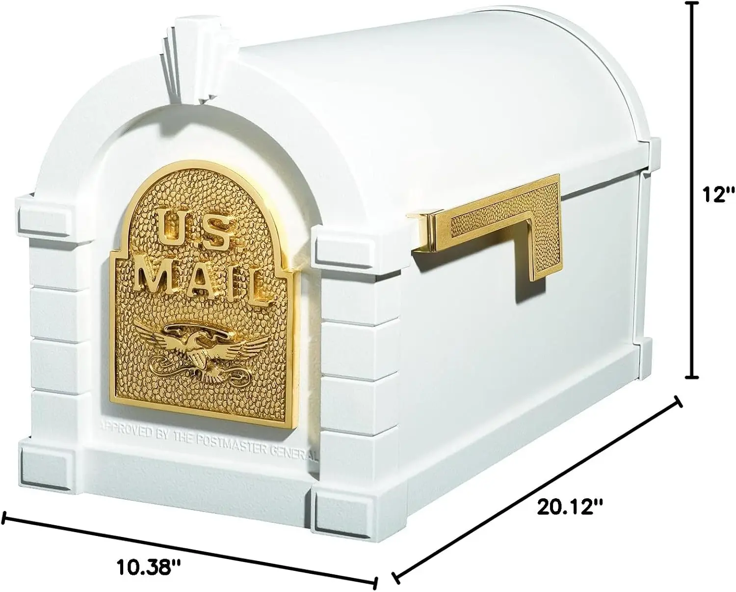Gaines KS-1A - Eagle Keystone Series Mailboxes - White/Polished Brass