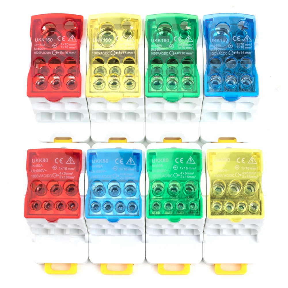 Din Rail Terminal Block UKK Series 160A/80A/125A Distribution Box One In Several Out Power Wire Electrical Connector Junction