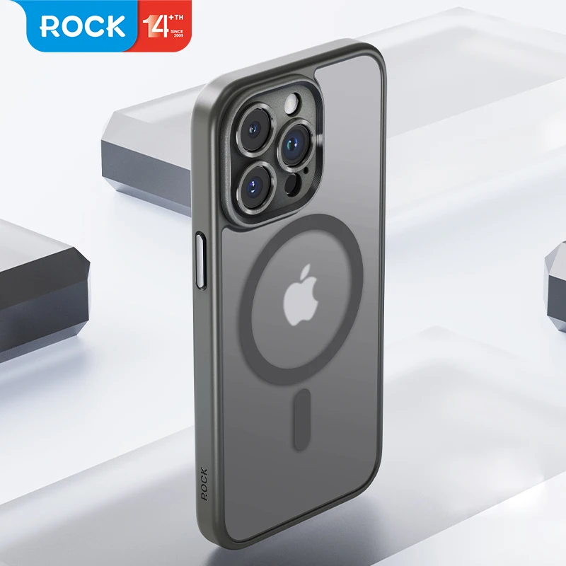 For iPhone 15 Pro Max Case Original ROCK Magnetic Shockproof Matte PC Case TPU Bumper Anti-knock Cover For iPhone 15 Pro