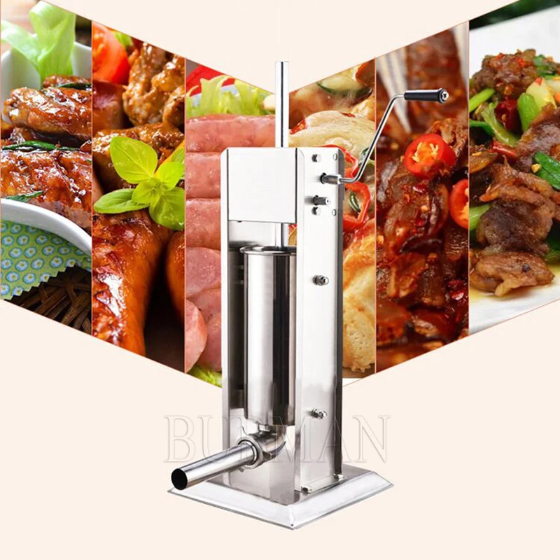 Manual Stainless Sausage Machine 3L 5L 7L Sausage Fill Steel  Homemade Syringe 4pcs Maker Sausage Stuffer Meat Filling