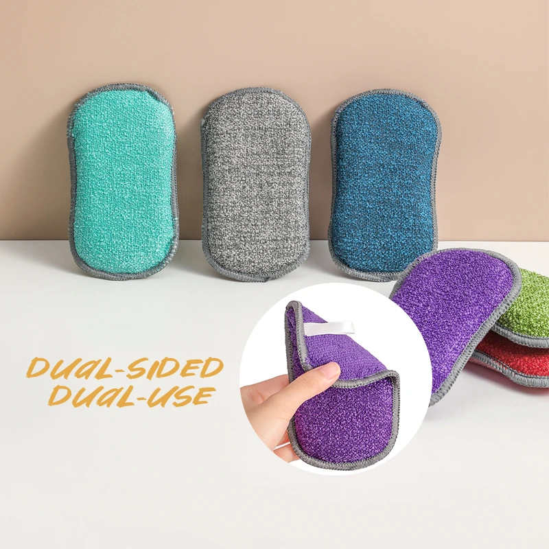 Reusable Kitchen Dishwashing Sponge Don\'t Hurt Pot Magic Sponge Non-stick Oil Sponge Dishcloth Bathroom Household Cleaning Tools