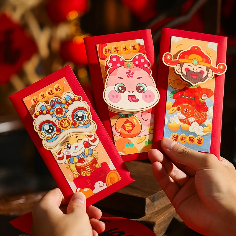 2025 Festival de Primavera Sobre Rojo Zodiaco Chino Año Serpiente Sobres Rojos Año Nuevo Chino Paquetes Rojos Lucky Hongbao 3D