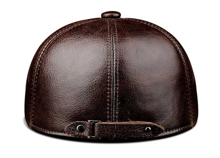 Winter Echtes Leder Winddicht Entenschnabel Berets Mann Kappe Rindsleder Gorras Warme Ohr Schutz Casquette Hüte Für Männliche Drake Boina – Detail 6