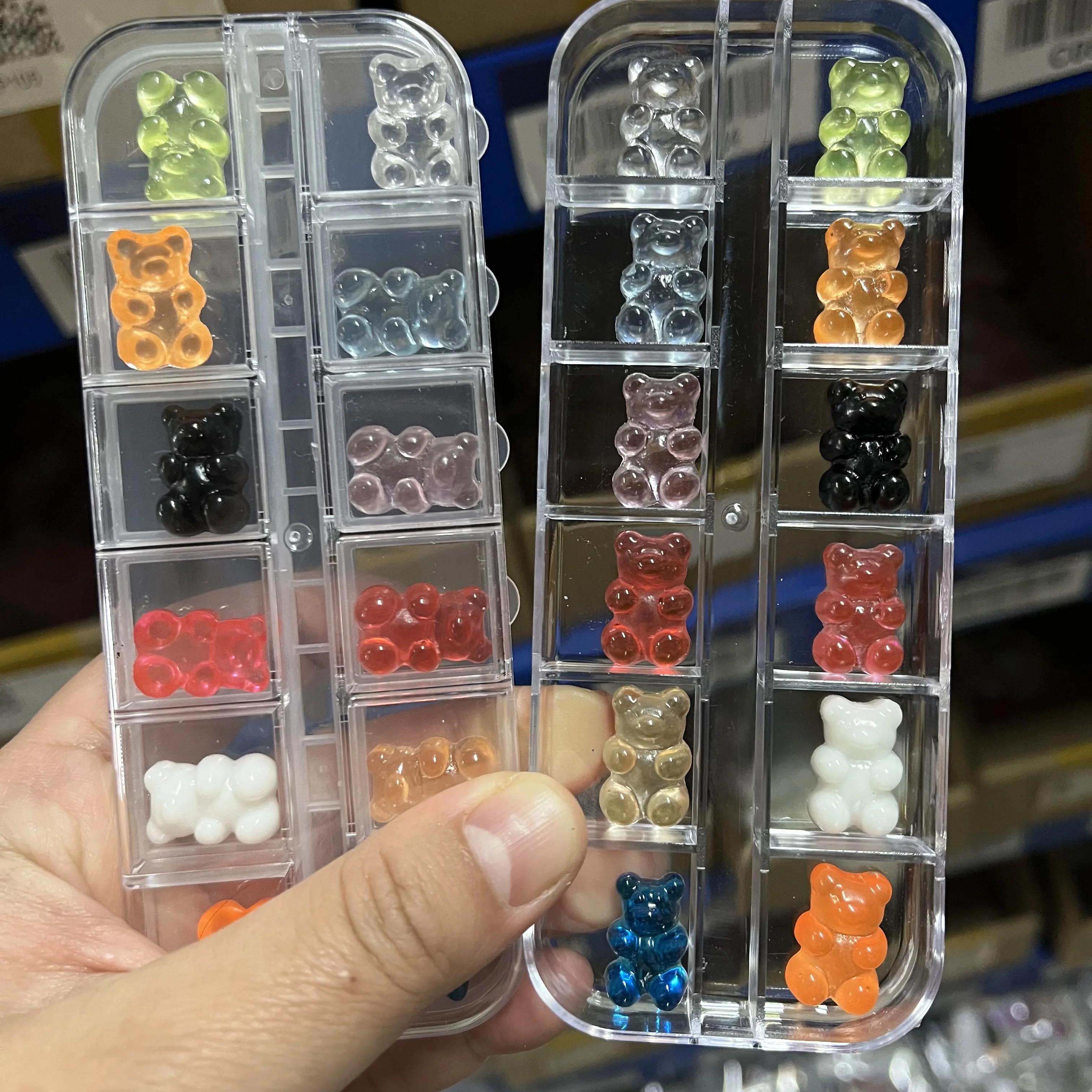 1 paquete de dijes para uñas de osos de caramelo de dibujos animados, bonito oso de cristal, joyería artística para uñas "encantador", dijes para uñas de oso Aurora 3D para mujeres y niñas