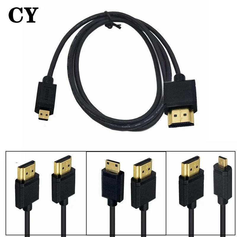 OD 3.2mm Super Soft Micro HDMI To HDMI To Mini Mini HDMI-Compatible Cable Ultra Thin 4k 60hz Portable Short Thin Hdmi 2.0 Coiled