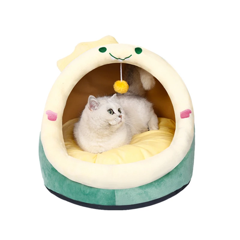 

Funny Cat Bed Warm Pet House Soft Long Plush Kitten Lounger Cushion Small Dogs Tent Cave Beds For Cozy Cat House Mat Supplies