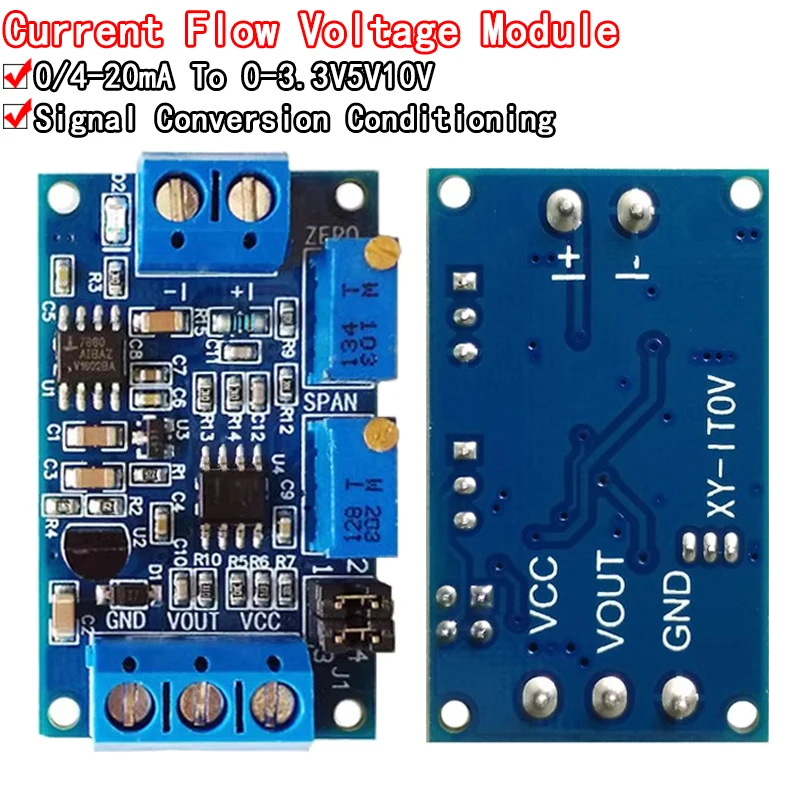 Current To Voltage Module 0 -20mA/4 -20mA to 0- 3.3V/0 -5V/0 -10V Voltage Transmitter Signal Converter Module