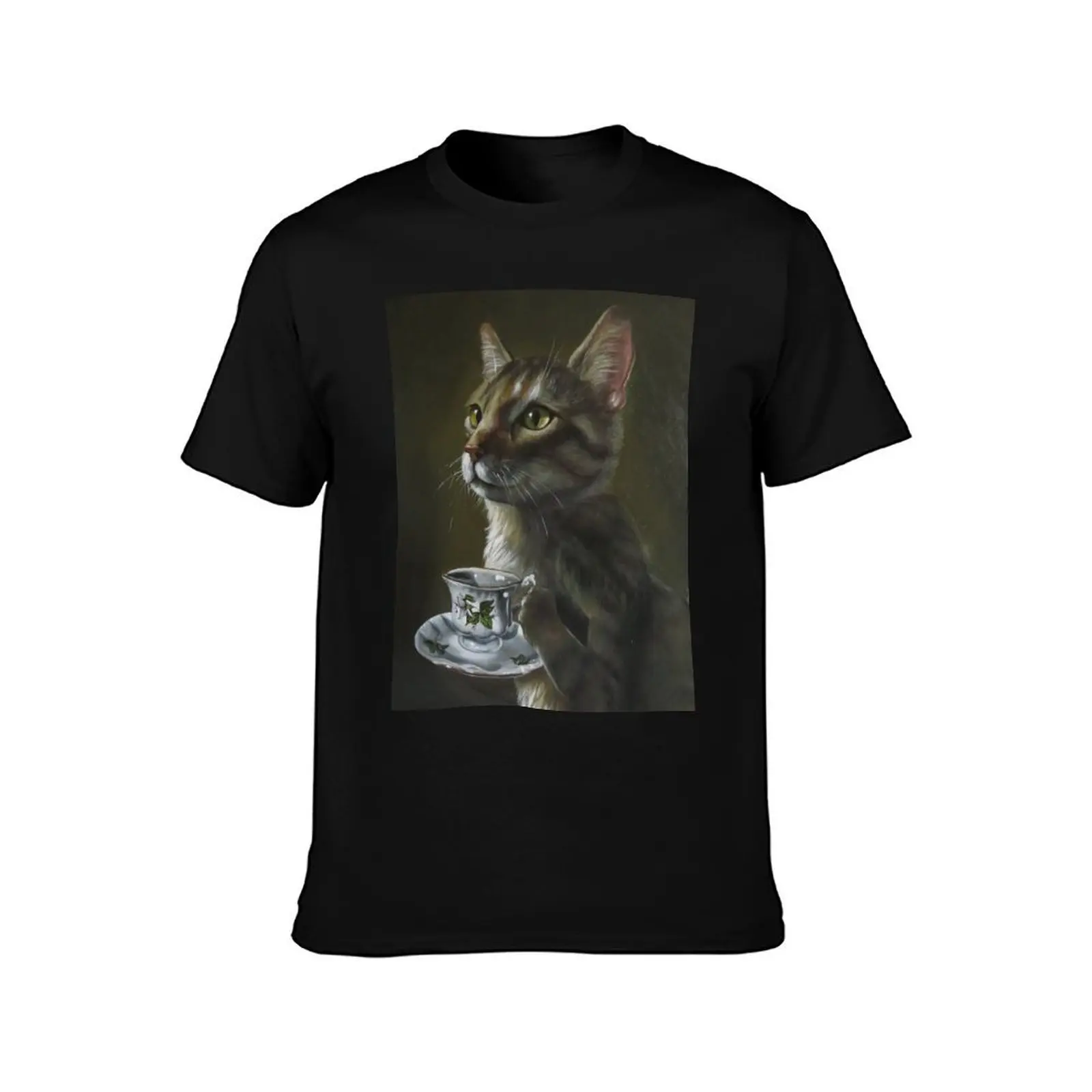 Bilbo at Teatime T-Shirt, Summer Casual Cotton Tee, Oversized Streetwear Tops, Vintage Graphic Print, Loose Fit Short Sleeve