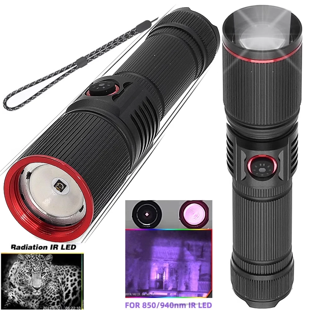 Night vision flashlight 5w power infrared IR lighting Aluminum alloy focusing 850/940nm battery charging