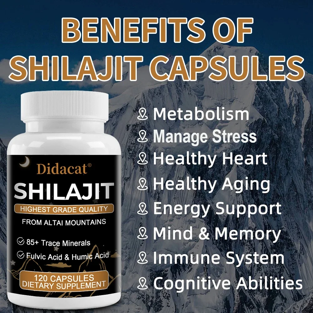 Shilajit Pure Himalayan Organic Shilajit Resin with 85+ Trace Minerals and Fulvic Acid, Humic Acid for Men and Women, Non-GMO