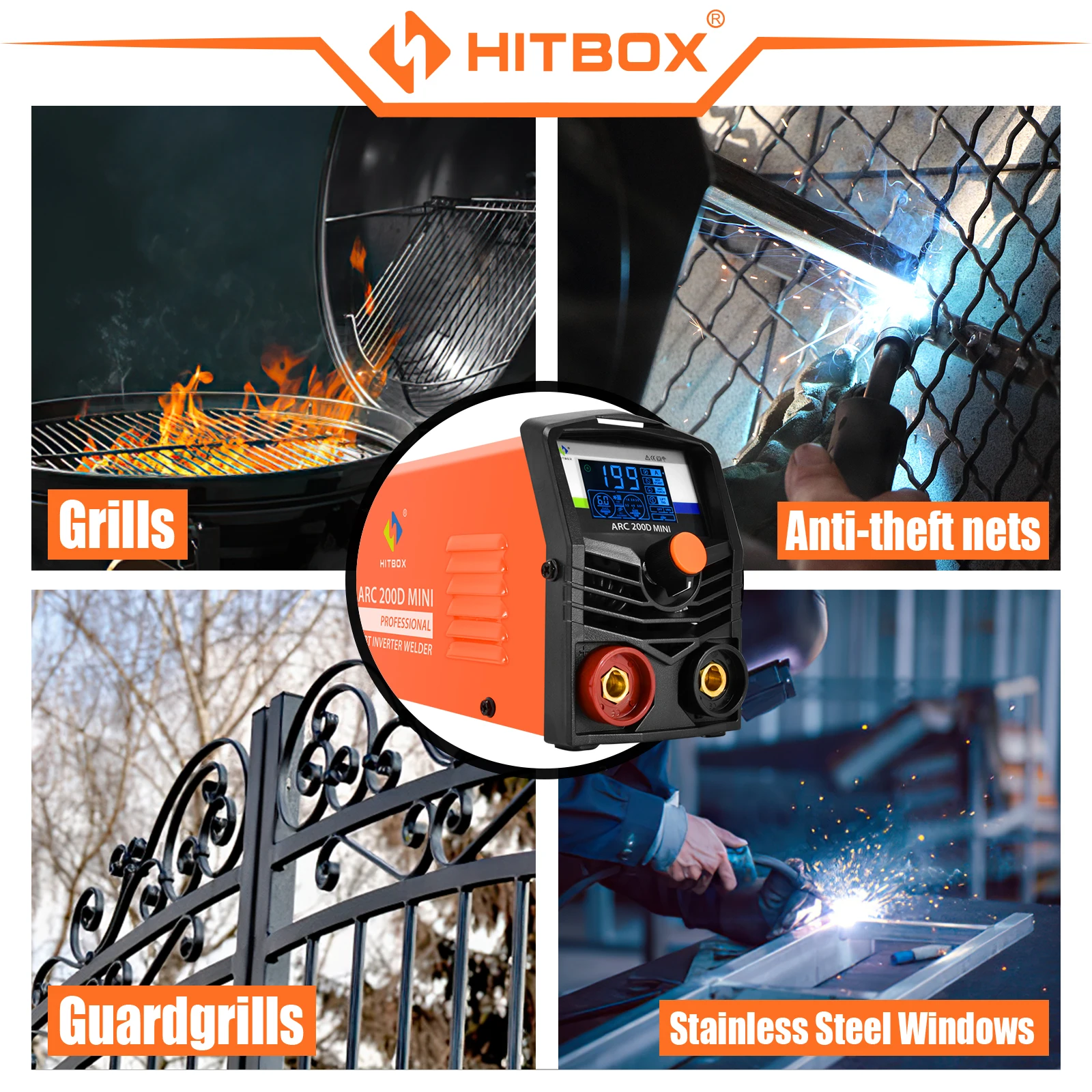 HITBOX 2 IN 1 ARC Tig Welding Machine, 220V 140A Stick Welder with Synergic Control, Mini Welder with LCD Digital Display