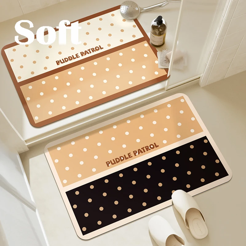 

Ретро-коврик для ванной в горошек, быстросохнущий, противоскользящий, влаговпитывающий, для входной двери, домашний напольный коврик с геометрическим узором