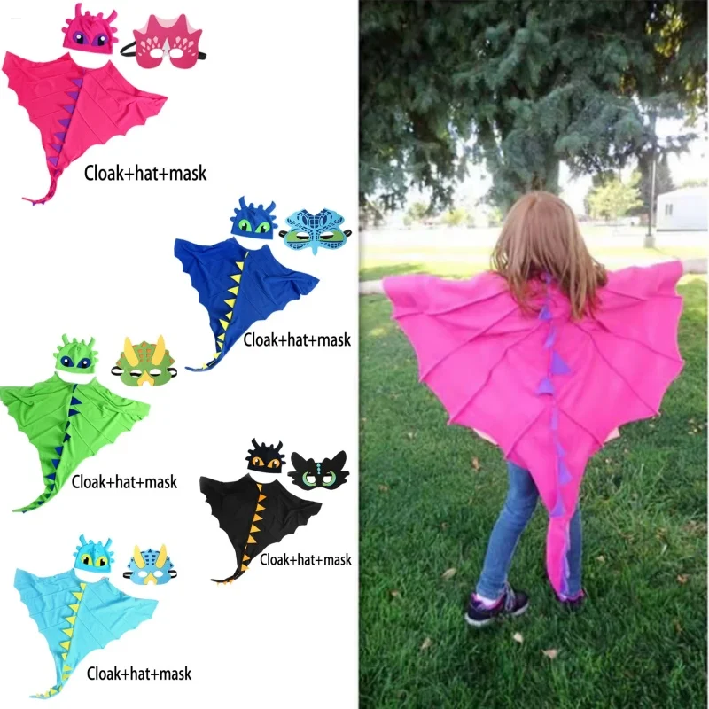 Capa y máscara de dinosaurio para niños y niñas, traje con capucha, disfraz de Halloween, máscara de Navidad, disfraces de Cosplay