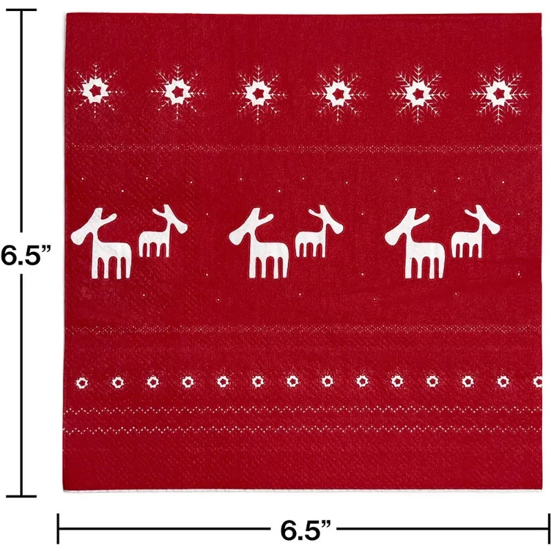 Снежная зимняя Рождественская серия печатная красочная салфетка красный фон лосяные бумажные подставки Рождественская фотография