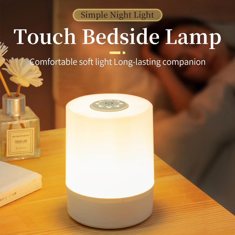 Led Nachtlichter Touch Schalter Dimmbare Nachttischlampe Wiederaufladbare Lesetischlampe für Schlafzimmer Wohnzimmer Dekor Nachtlampe