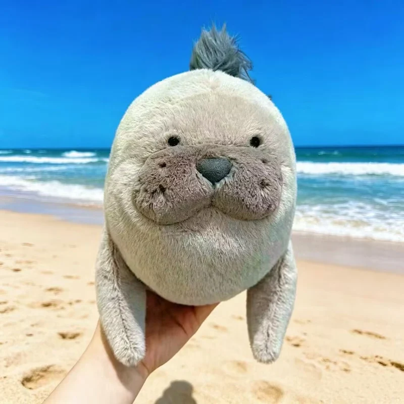 New 25cm Soft Cute Grey Seals Plush Toy Sea World Animal Sea Lion Plush Stuffed Doll Big Eyes Baby Birthday Gift for Kids Girls