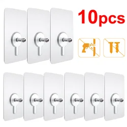 10pcs Adhesive Wall Hooks Hanger Transparent Wall Hanger Picture Hanger Nail Hook Wall Poster Kitchen Bathroom Screw Hook Hanger