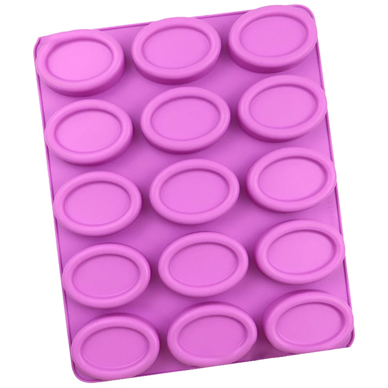 Silicone Oval Soap Molds 15 Cavities Handmade Moulds Candy Pudding Chocolate Cake Baking Mold Kitchen Accessories