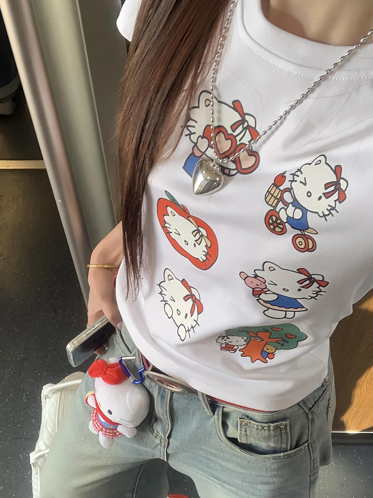 Kit américain imprimé ort Sve, T-shirt Slim Fit pour femmes, blanc, été, nouveau Sle Pure Desire, haut taille haute