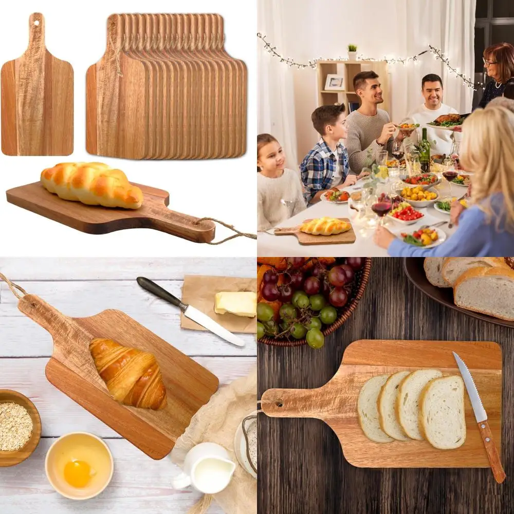 

Acacia Wood Cutting Boards Set of 18, 12x6 Inches, Kitchen Serving Trays for Pizza, Bread, Cheese, Fruits, and Vegetables with H